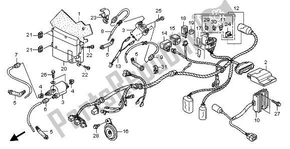 Wire harness spare parts for Wire harness VTX 1300S from 2003